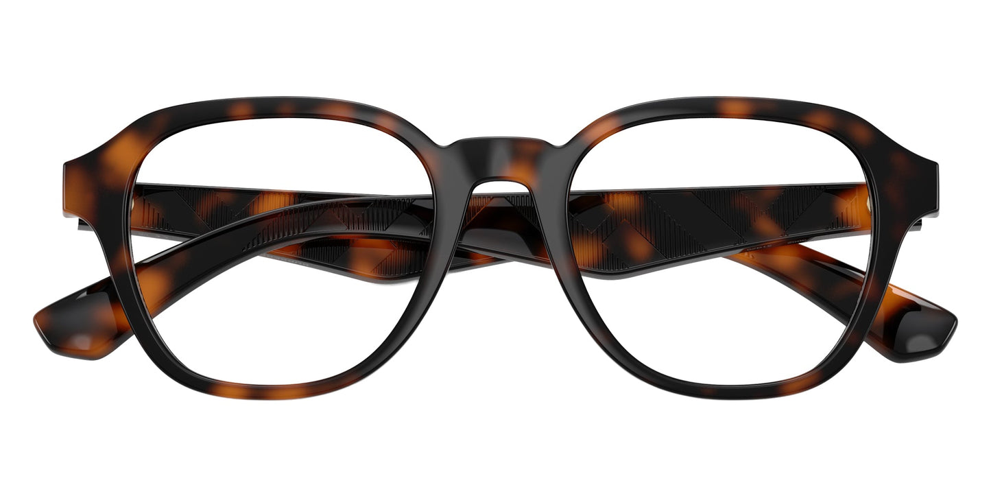 Burberry BE2444U Wayfarer Eyeglasses in Clear Lenses With Dark Havana Frame, detail view