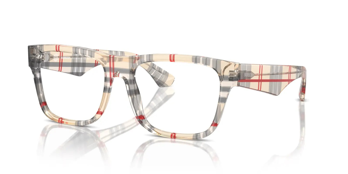 Burberry BE2411 Square Eyeglasses in Clear Demo Lenses With Vintage Check Frame, front view