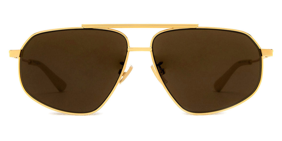 Bottega Veneta BV1194S Aviator Sunglasses in Brown Lenses With Gold Frame, front view