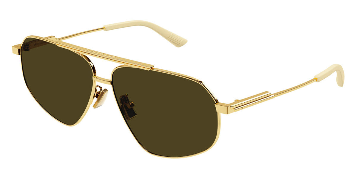 Bottega Veneta BV1194S Aviator Sunglasses in Brown Lenses With Gold Frame, side view