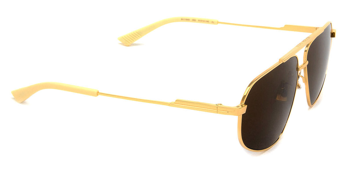 Bottega Veneta BV1194S Aviator Sunglasses in Brown Lenses With Gold Frame, angle view