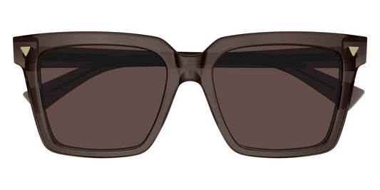 Bottega Veneta BV1254S Square Sunglasses in Brown Lenses With Red Transparent Frame, front view