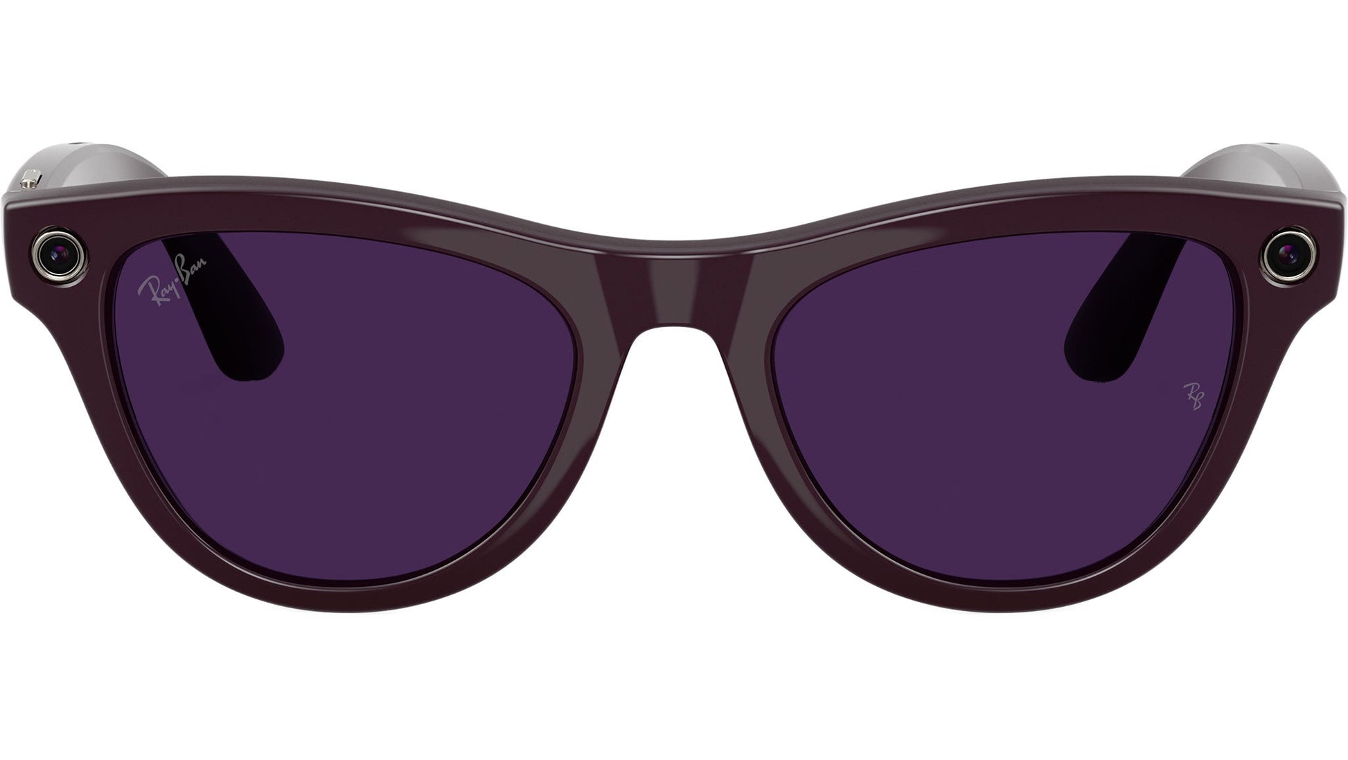 Ray-Ban RW4014 Cat Eye Sunglasses in Solid Purple Lenses With Black Frame, front view