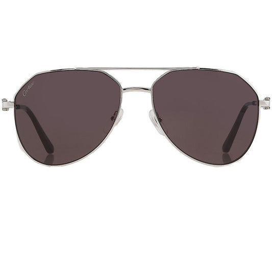 Cartier CT0364S Pilot Sunglasses in Grey Silver, front view