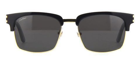 Cartier CT0132S Square Sunglasses in Grey Lenses With Black And Gold Frame, angle view