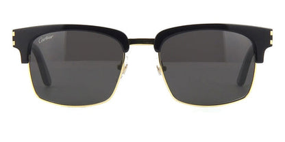 Cartier CT0132S Square Sunglasses in Grey Lenses With Black And Gold Frame, angle view