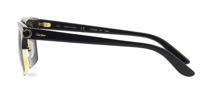 Cartier CT0132S Square Sunglasses in Grey Lenses With Black And Gold Frame, side view