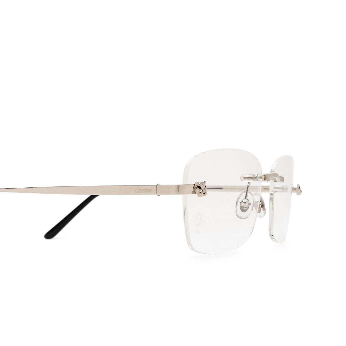 Cartier CT0148O Square Eyeglasses in Clear Lenses With Silver Frame, side view