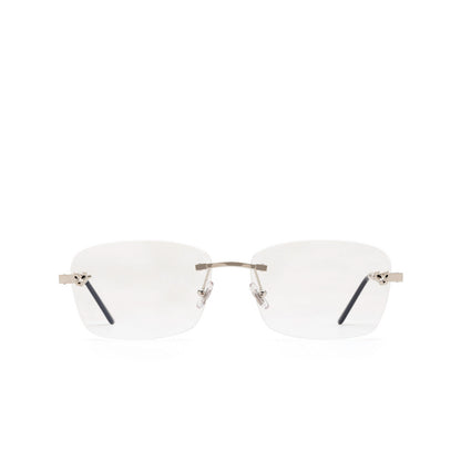 Cartier CT0148O Square Eyeglasses in Clear Lenses With Silver Frame, front view