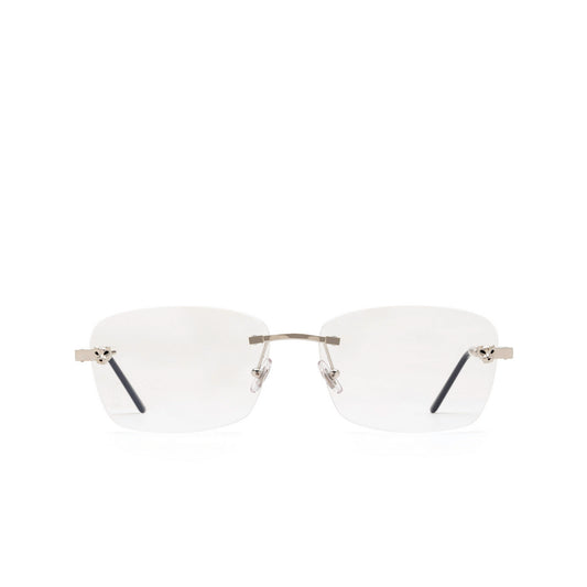 Cartier CT0148O Square Eyeglasses in Clear Lenses With Silver Frame, front view