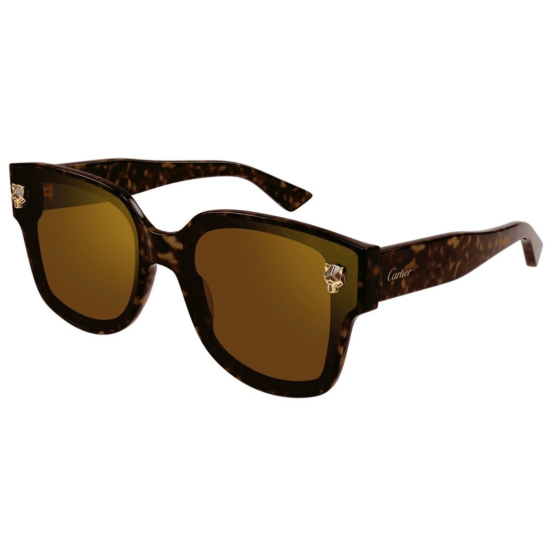 Cartier CT0357S Geometric Sunglasses in Brown/Havana, front view