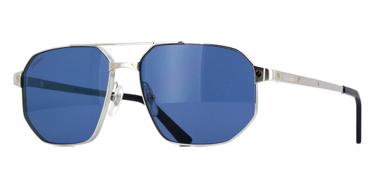 Cartier CT0462S Aviator Sunglasses in Gradient Blue Lenses With Silver Frame, front view