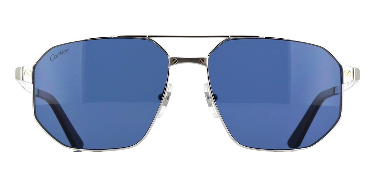 Cartier CT0462S Aviator Sunglasses in Gradient Blue Lenses With Silver Frame, side view