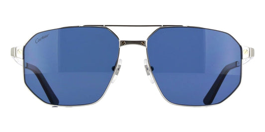 Cartier CT0462S Aviator Sunglasses in Gradient Blue Lenses With Silver Frame, side view