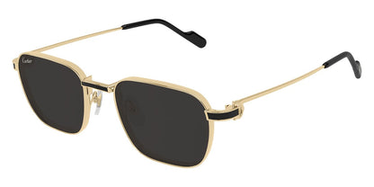 Cartier CT0497S Square Sunglasses in Solid Grey Lenses With Gold Frame, angle view