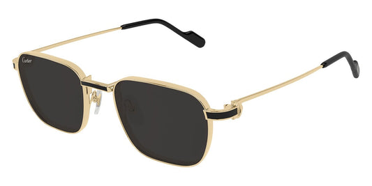 Cartier CT0497S Square Sunglasses in Solid Grey Lenses With Gold Frame, angle view