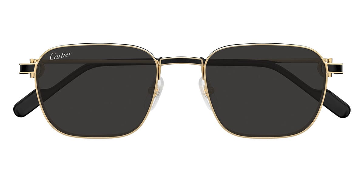 Cartier CT0497S Square Sunglasses in Solid Grey Lenses With Gold Frame, front view
