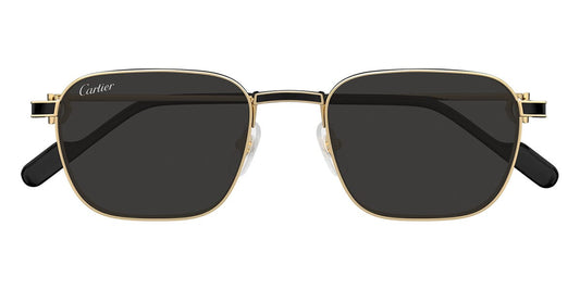 Cartier CT0497S Square Sunglasses in Solid Grey Lenses With Gold Frame, front view