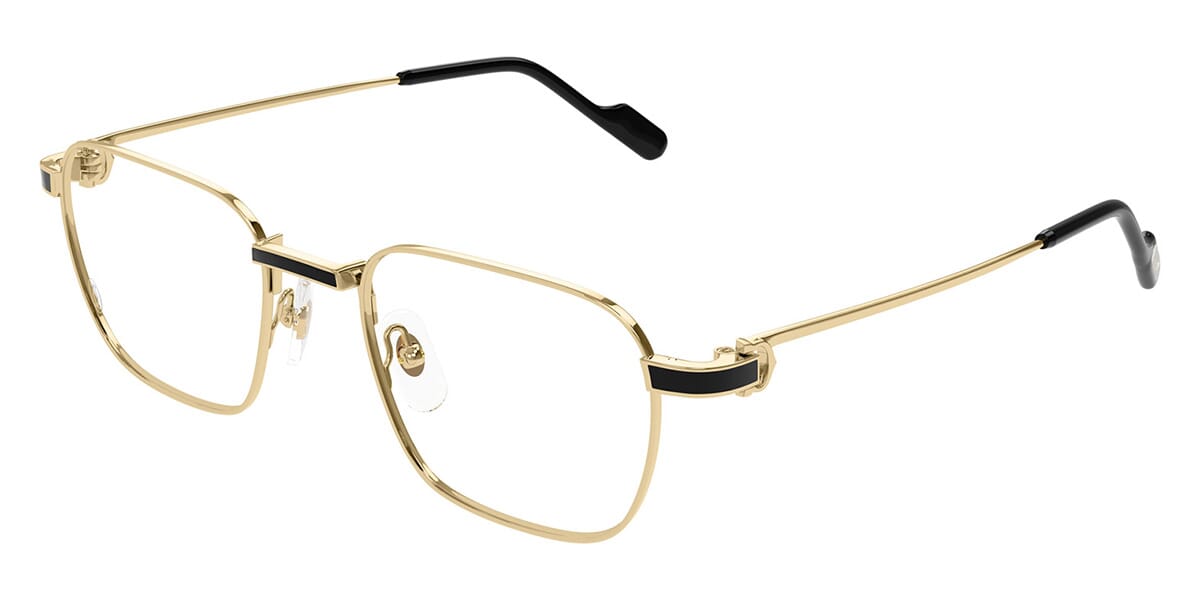 Cartier CT0518O Square Eyeglasses in Clear Lenses With Gold Frame, front view
