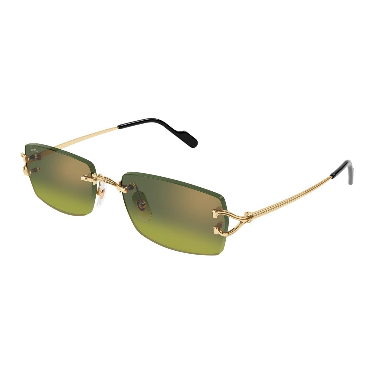 Cartier CT0550S Rectangle Sunglasses in Green/Gold, front view