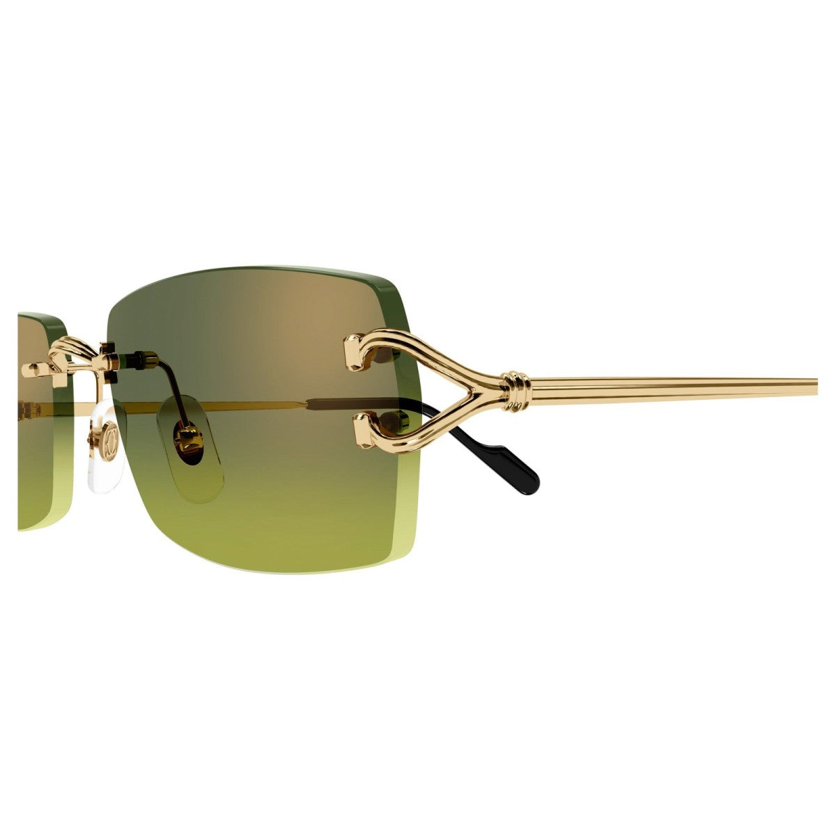 Cartier CT0550S Rectangle Sunglasses in Green/Gold, angle view