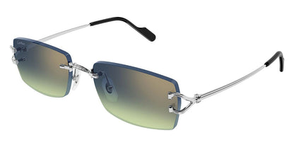 Cartier CT0550S Rectangle Sunglasses in Blue/Silver, front view