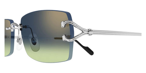Cartier CT0550S Rectangle Sunglasses in Blue/Silver, angle view