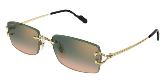Cartier CT0550S Rectangle Sunglasses in Green/Gold (009), front view