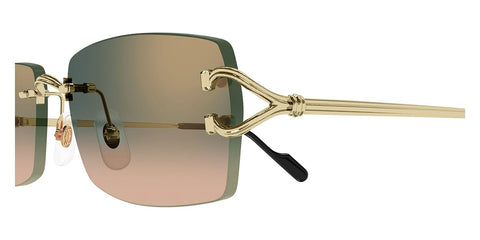 Cartier CT0550S Rectangle Sunglasses in Green/Gold (009), angle view