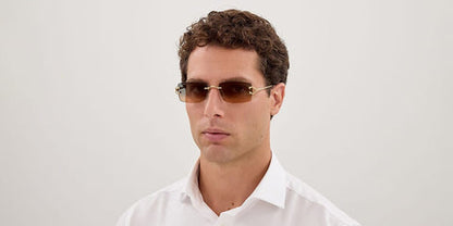 Cartier CT0550S Rectangle Sunglasses in Green/Gold (009), detail view
