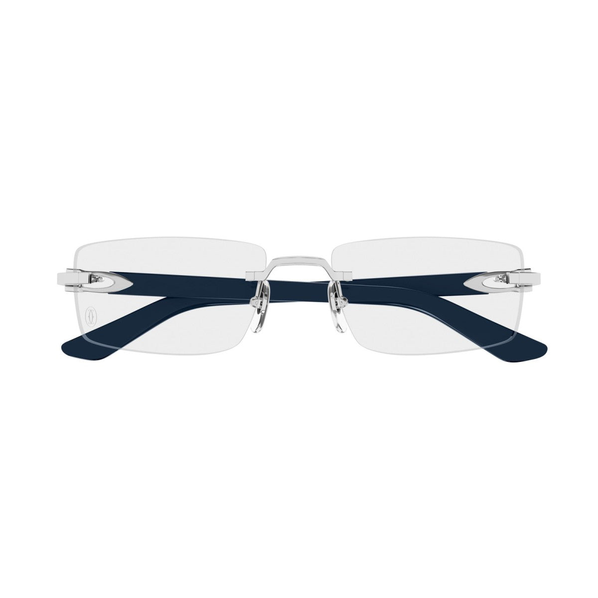 Cartier CT0581O Rectangle Eyeglasses in Clear Silver Blue, side view