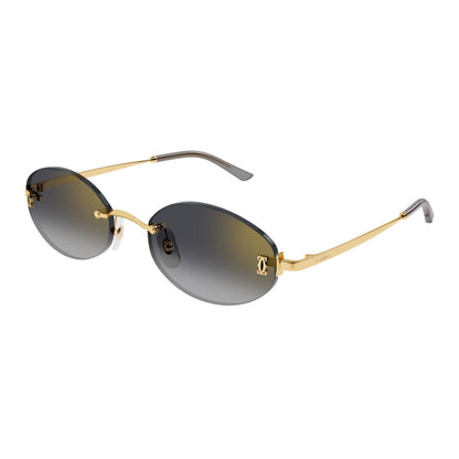Cartier CT0592S Round Sunglasses in Grey/Gold, front view