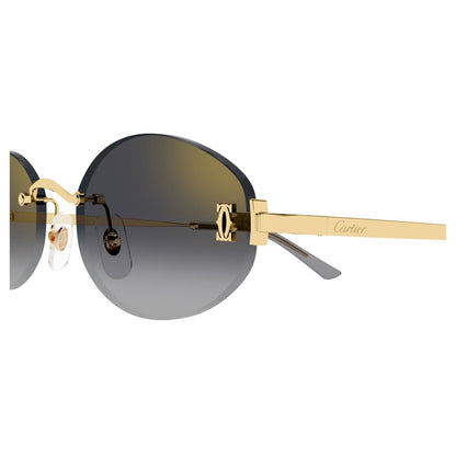 Cartier CT0592S Round Sunglasses in Grey/Gold, angle view