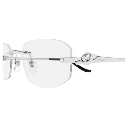 Cartier CT0601O Rectangle Eyeglasses in Clear Silver, angle view