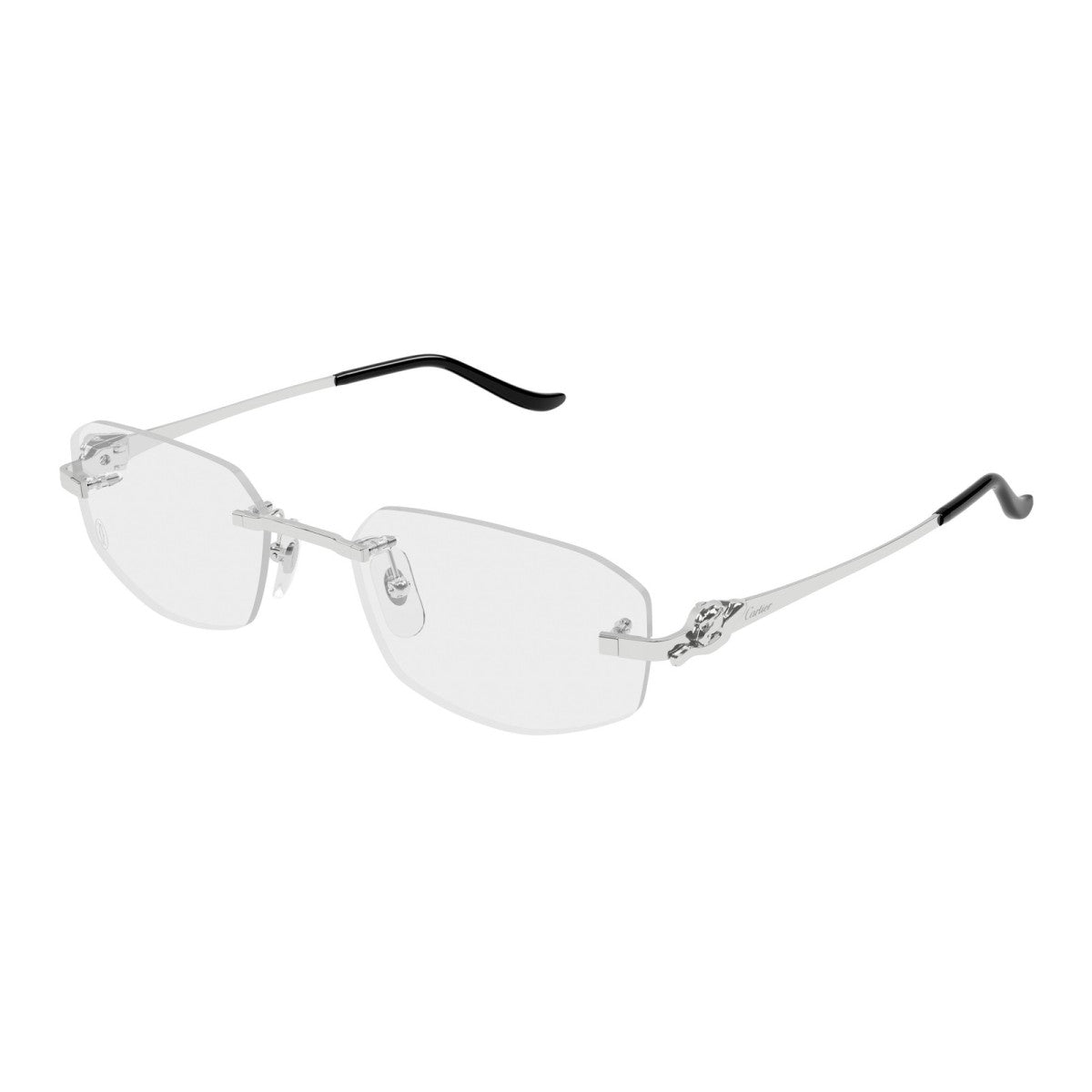 Cartier CT0601O Rectangle Eyeglasses in Clear Silver, front view