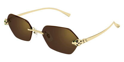 Cartier CT636S Butterfly Sunglasses in Gold Mirror Lenses With Gold Frame, front view