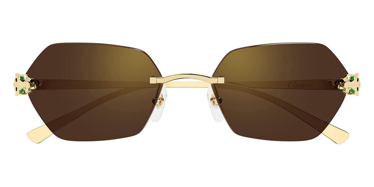 Cartier CT636S Butterfly Sunglasses in Gold Mirror Lenses With Gold Frame, side view