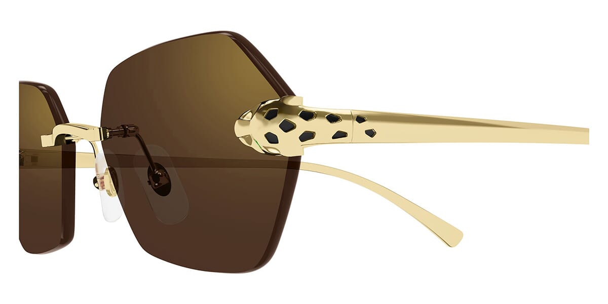 Cartier CT636S Butterfly Sunglasses in Gold Mirror Lenses With Gold Frame, angle view