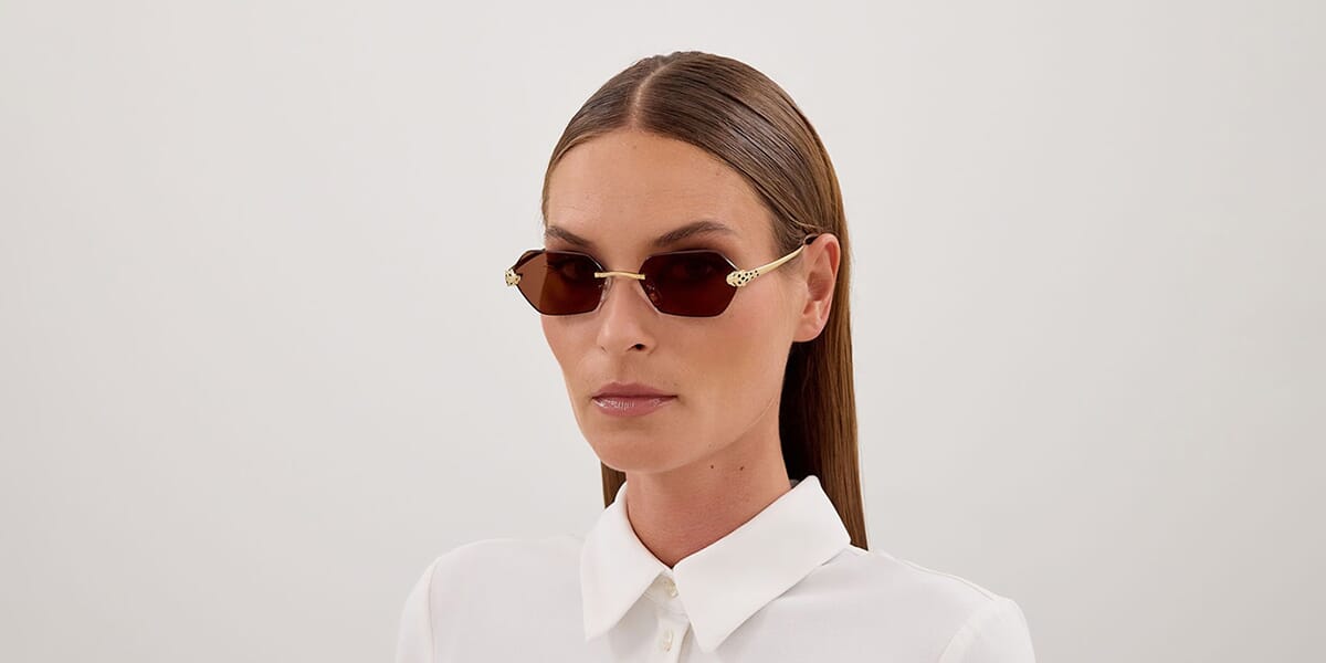 Cartier CT636S Butterfly Sunglasses in Gold Mirror Lenses With Gold Frame, detail view