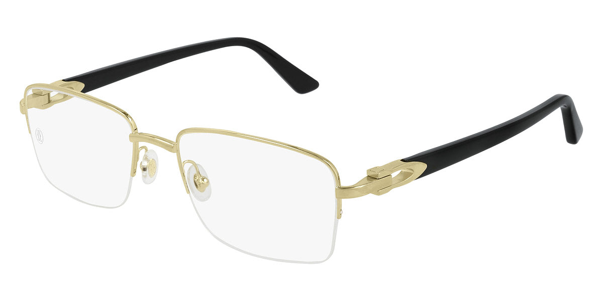 Cartier CT0288O Rectangle Eyeglasses in Transparent Lenses With Gold/Black Frame, front view