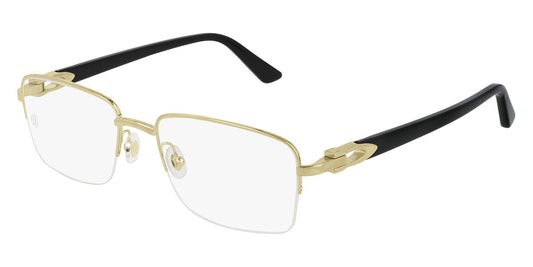 Cartier CT0288O Rectangle Eyeglasses in Transparent Lenses With Gold/Black Frame, front view
