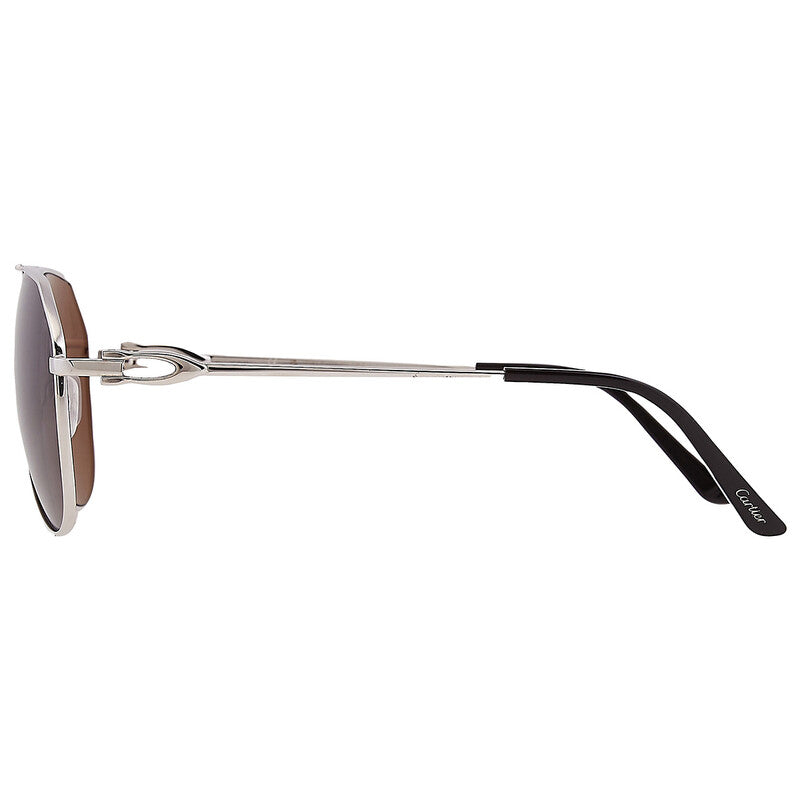 Cartier CT0364S Pilot Sunglasses in Grey Silver, detail view
