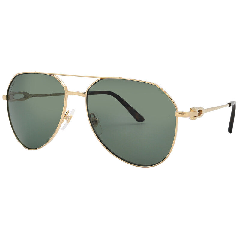 Cartier CT0364S Pilot Sunglasses in Green Gold, angle view