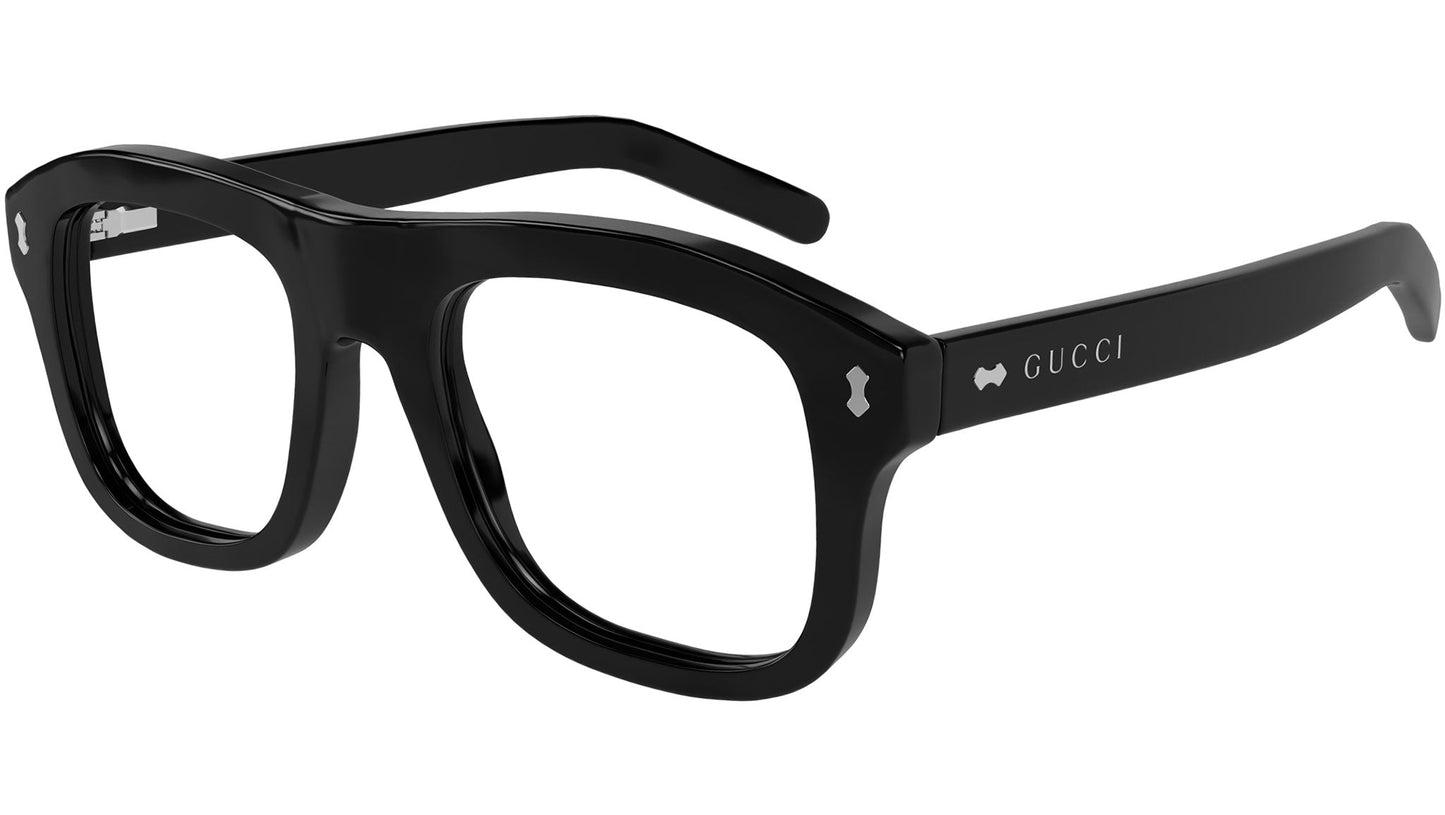 Gucci GG1712S Aviator Sunglasses in Clear And Smoke Lenses With Shiny Black Frame, angle view