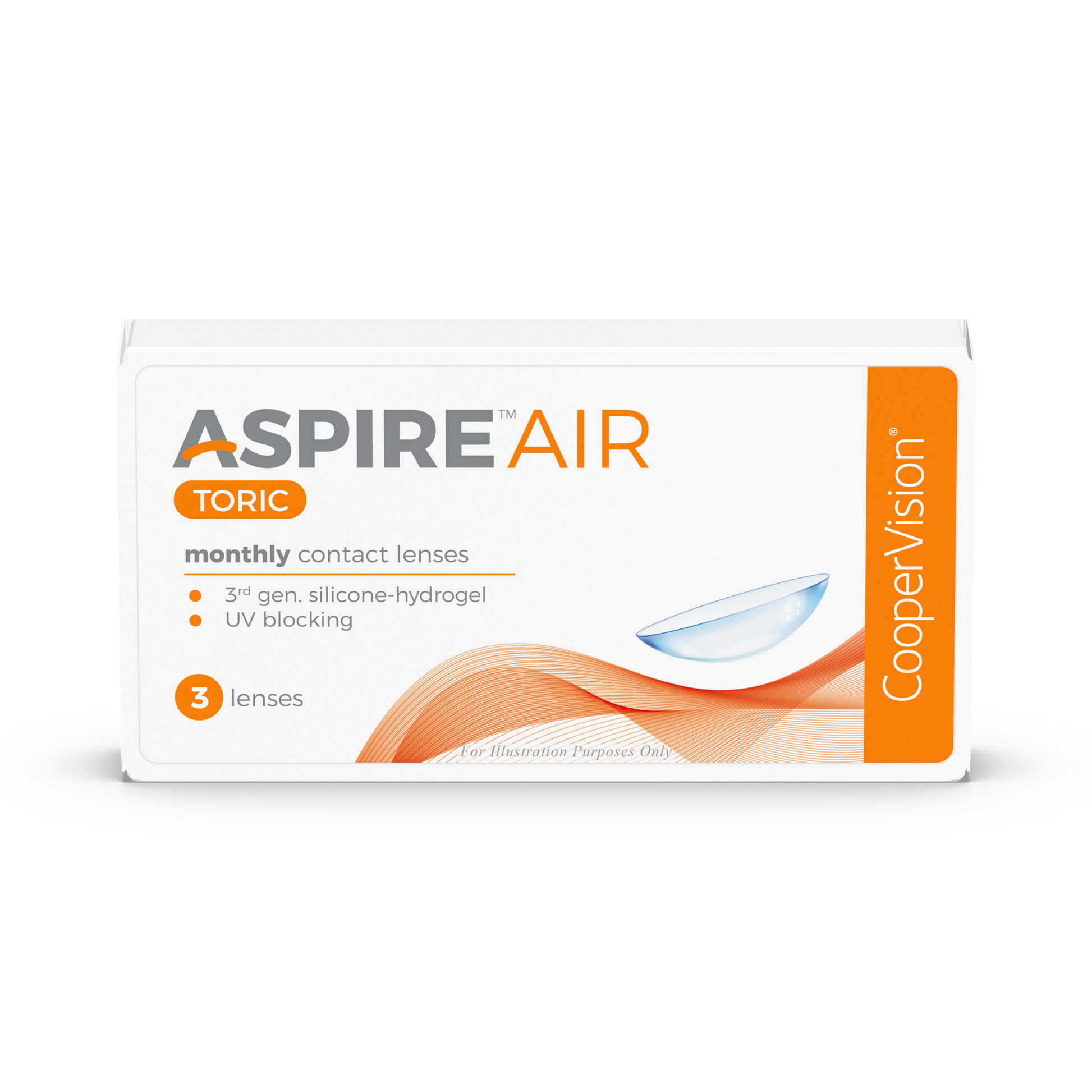 CooperVision Aspire AIR Toric Contact Lenses box, front view