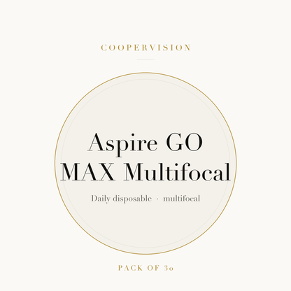 CooperVision Aspire GO MAX Multifocal Contact Lenses on ivory plate