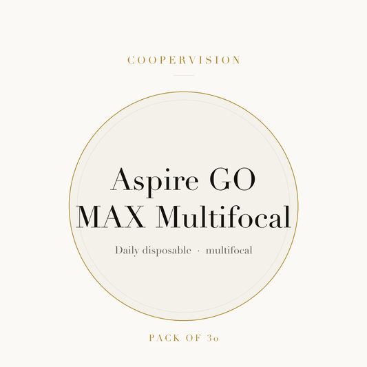 CooperVision Aspire GO MAX Multifocal Contact Lenses on ivory plate