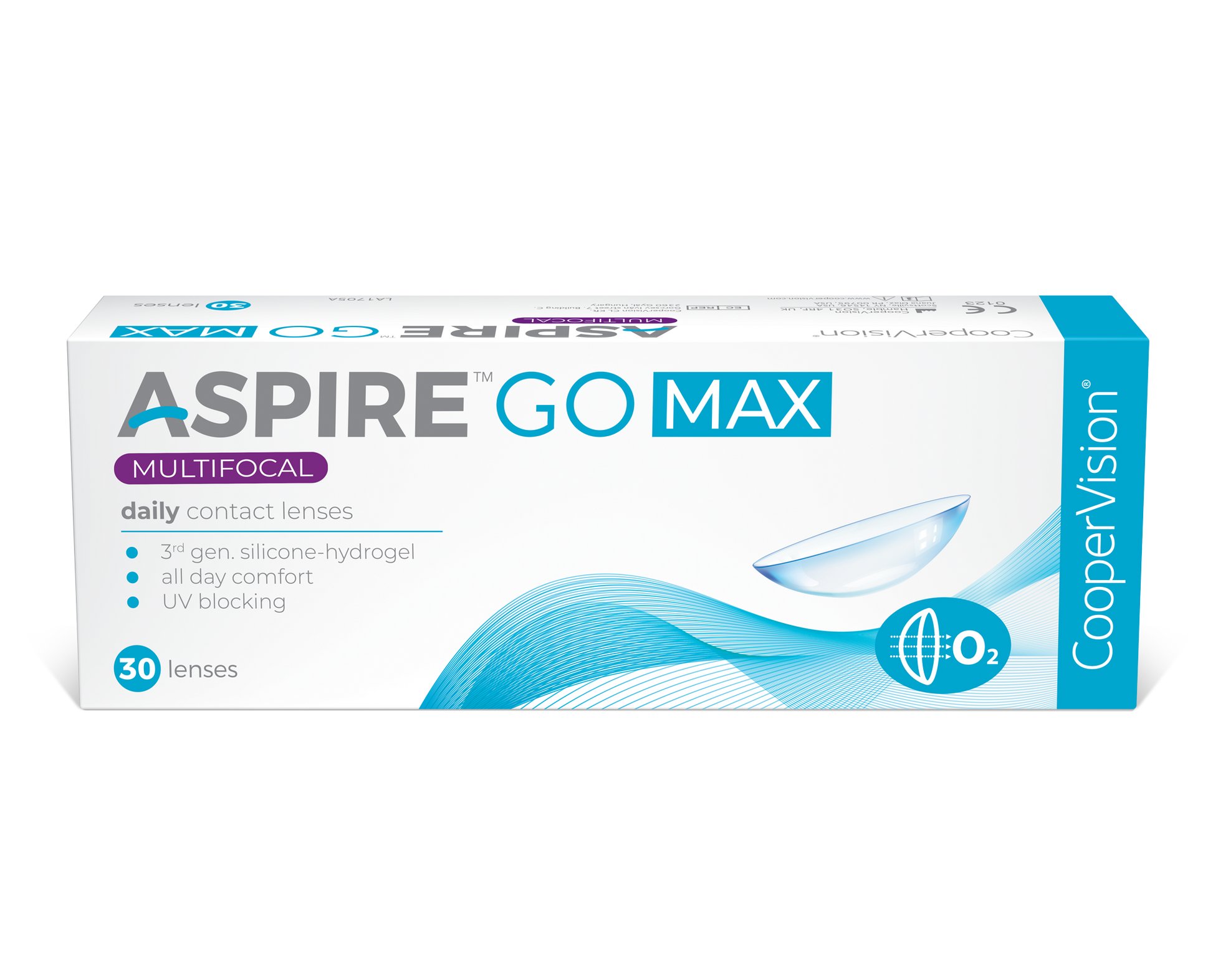 CooperVision Aspire GO MAX Multifocal Contact Lenses box, front view