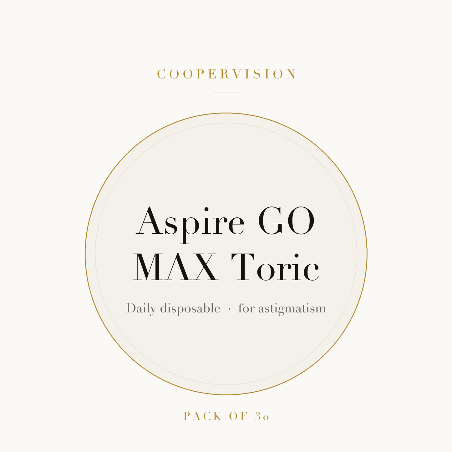 CooperVision Aspire GO MAX Toric Contact Lenses on ivory plate