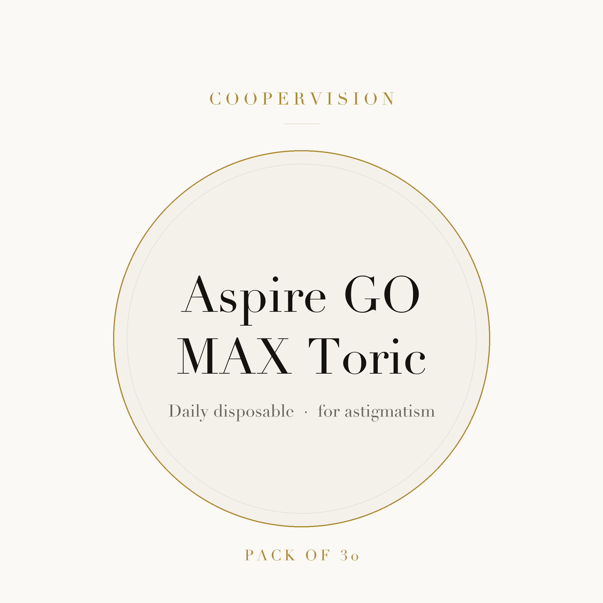 CooperVision Aspire GO MAX Toric Contact Lenses on ivory plate